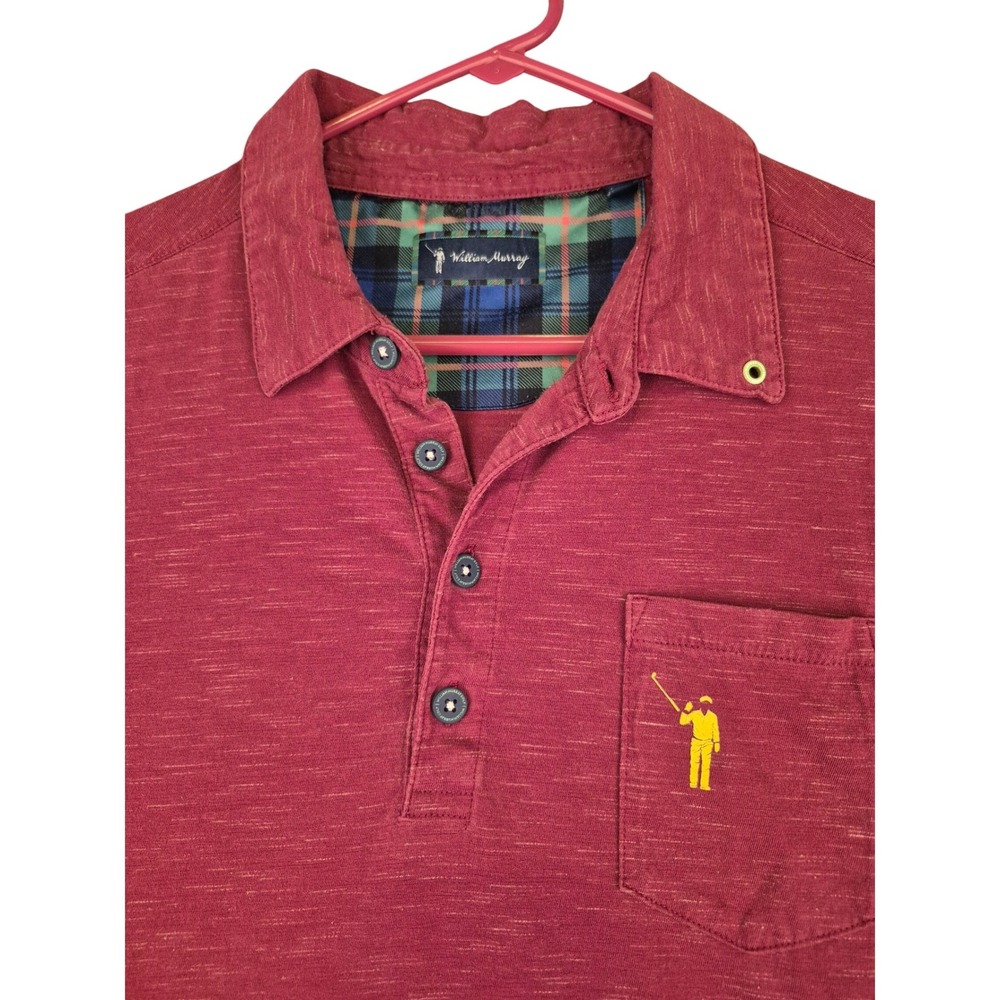 William Murray Golf Mens‎ Dark Red Dye Polo Shirt Medium Short Sleeve Pocket